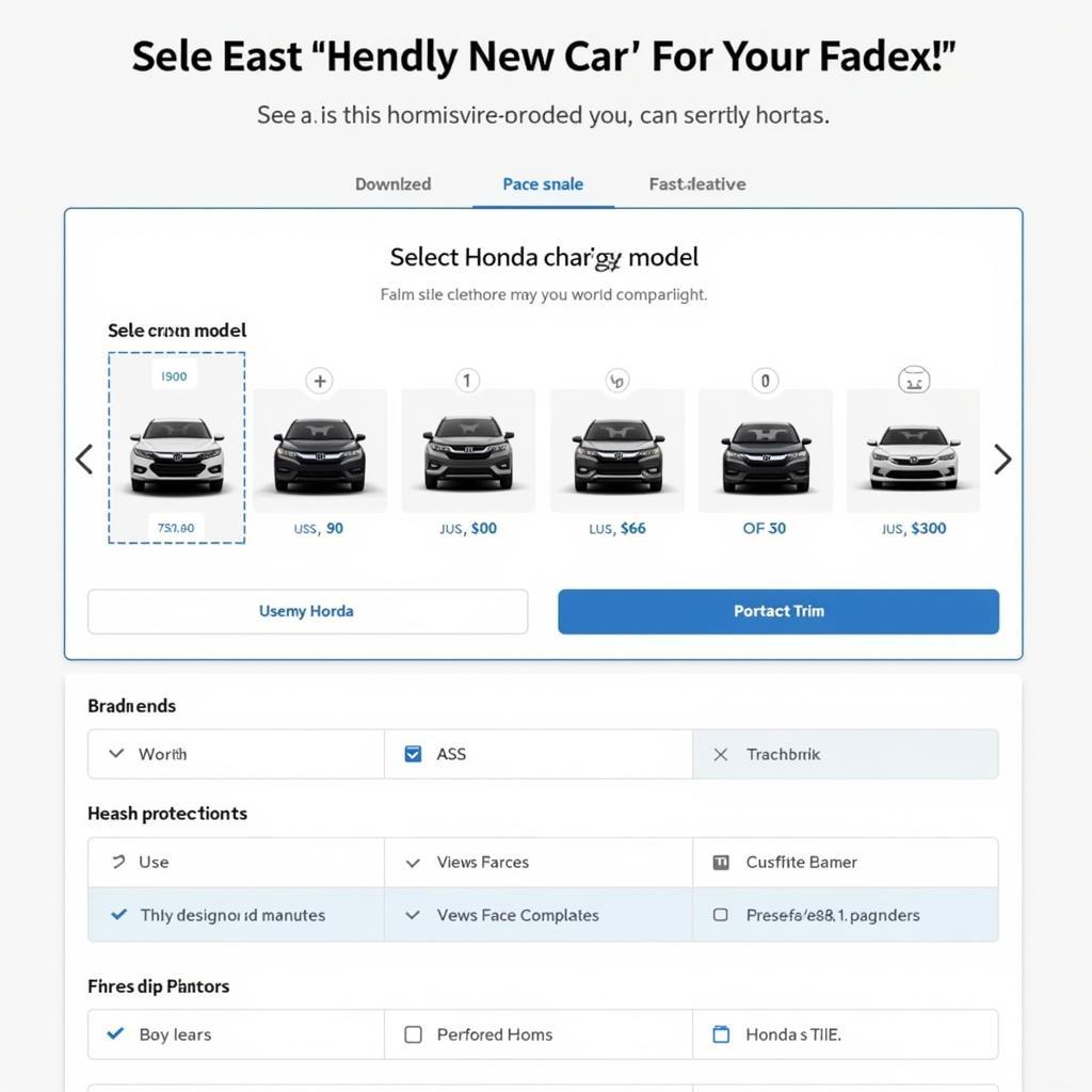 Honda Car Comparison Tool Interface