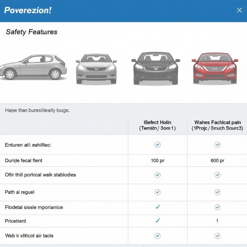 Honda Comparison Tool - Safety Features