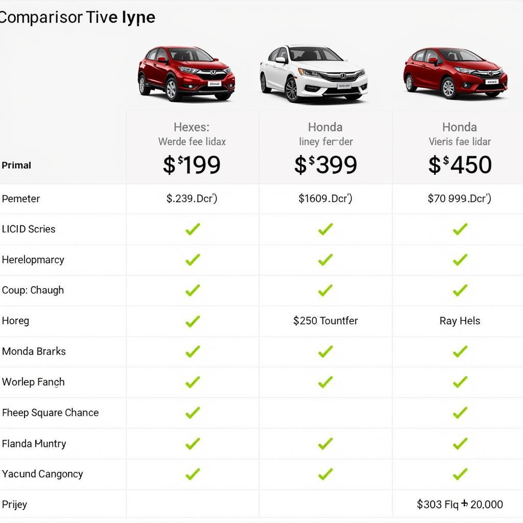 Honda vs Competitors Comparison Table