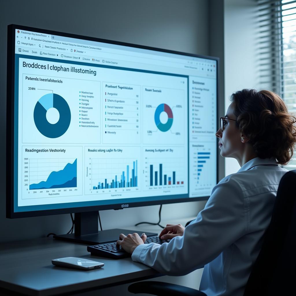 Hospital Administrator Analyzing Data on a Digital Dashboard