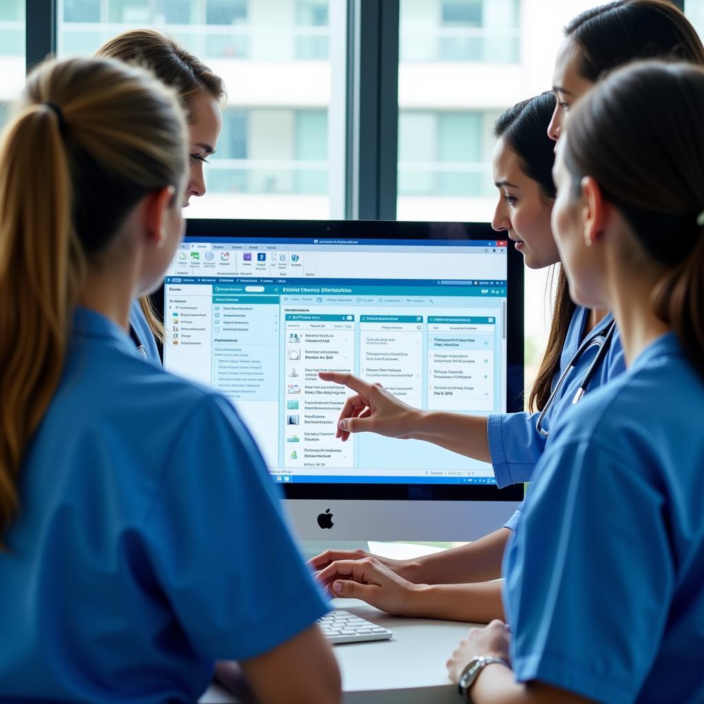 Hospital Staff Collaborating Using Care Management Software