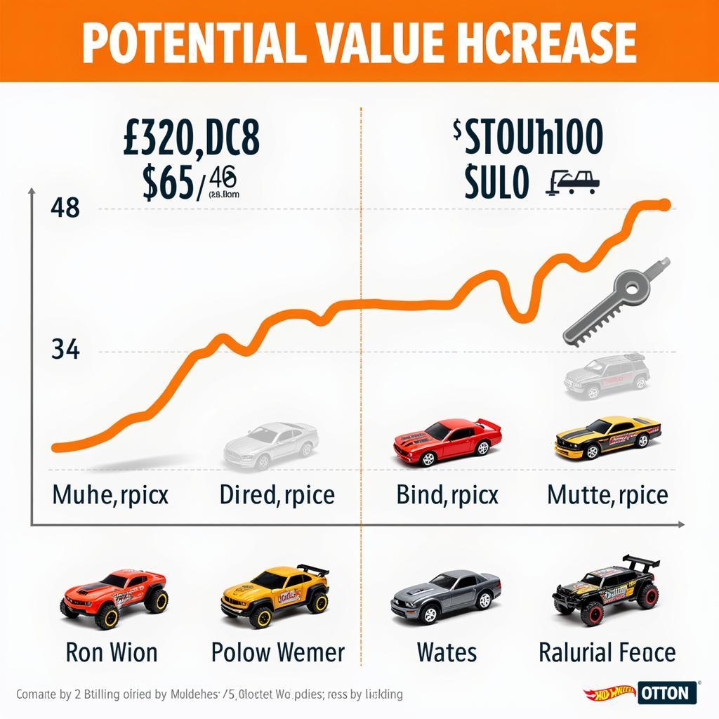 Chart showing the value appreciation of certain Hot Wheels tool cars over time.