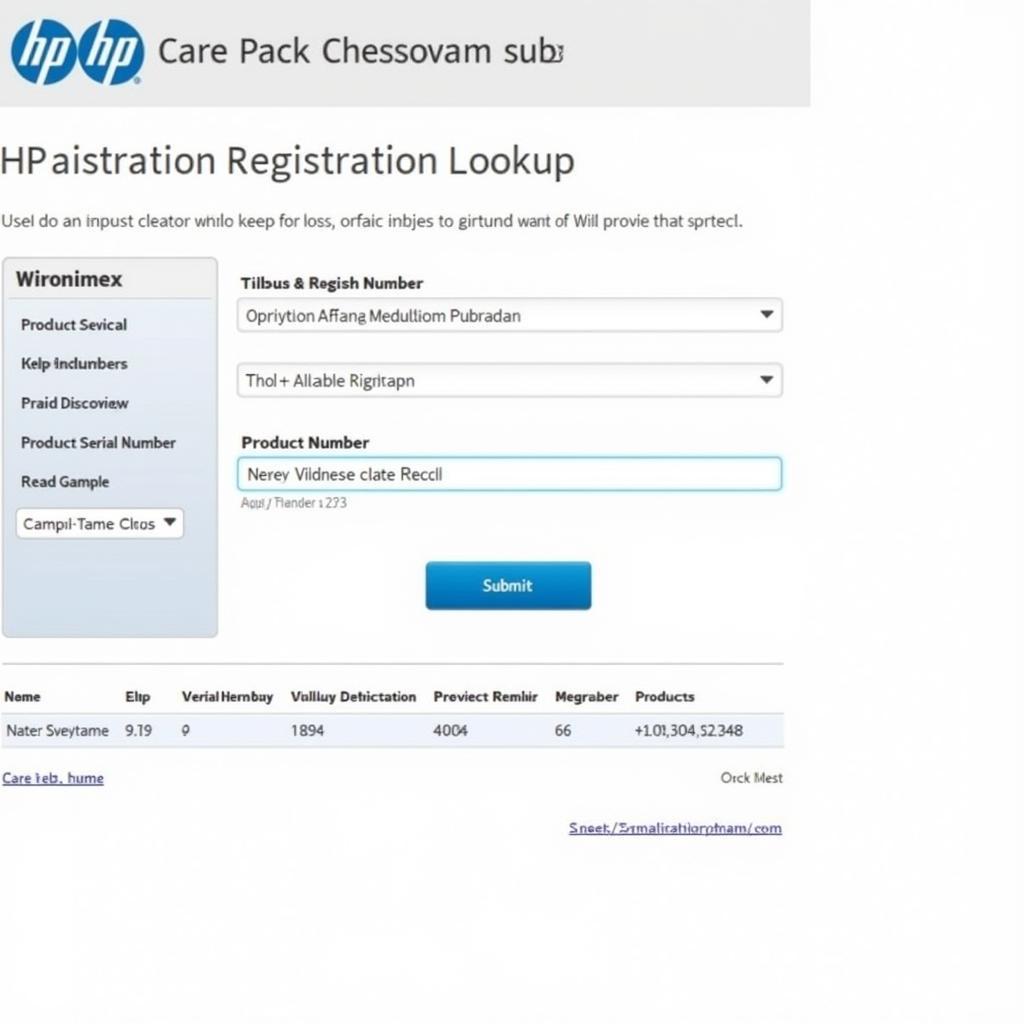 HP Care Pack Registration Lookup Tool Screenshot