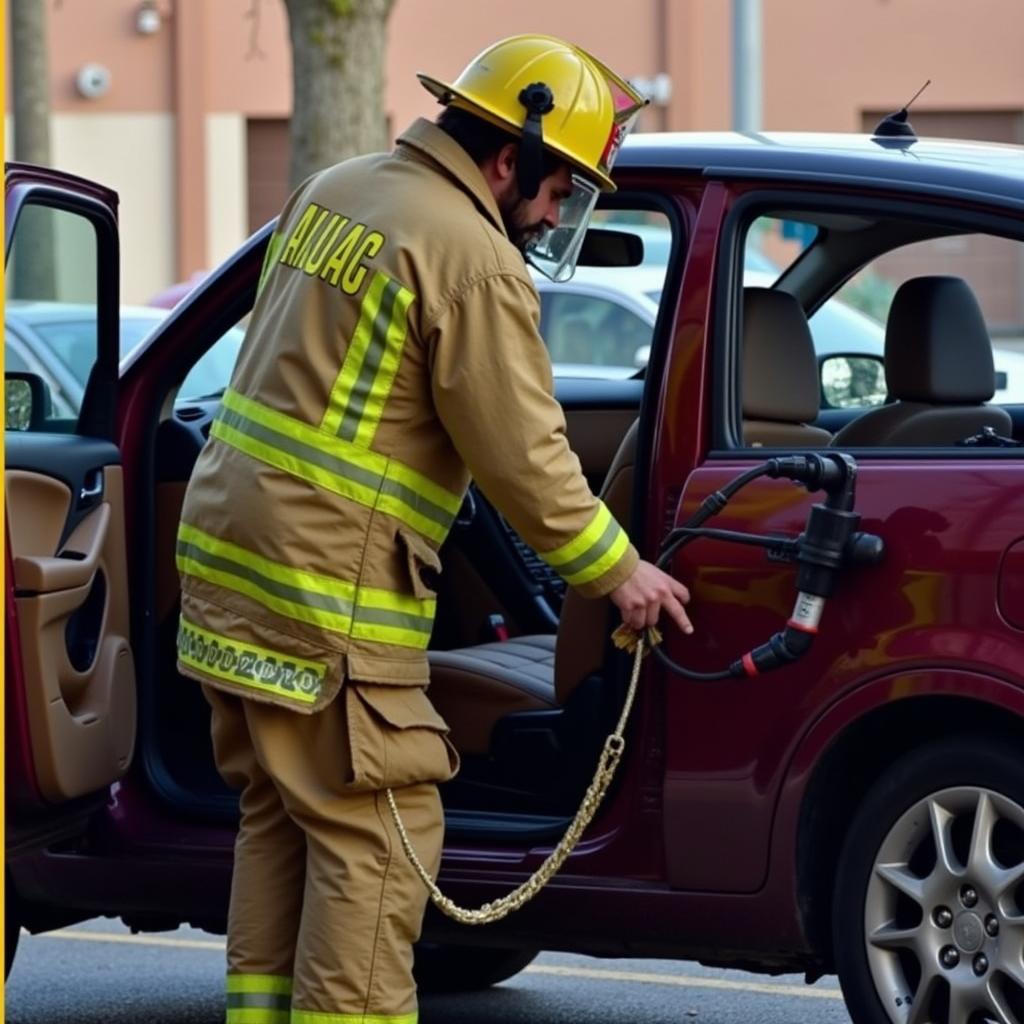 Using a Hydraulic Cutter on a Car Door