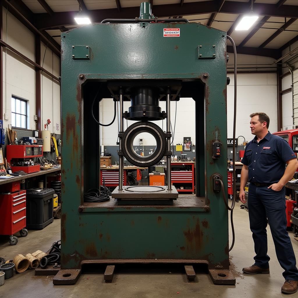 Hydraulic Press in Auto Shop