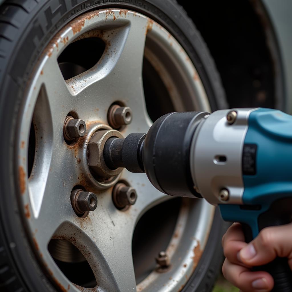 Using an Impact Wrench for Efficient Lug Nut Removal