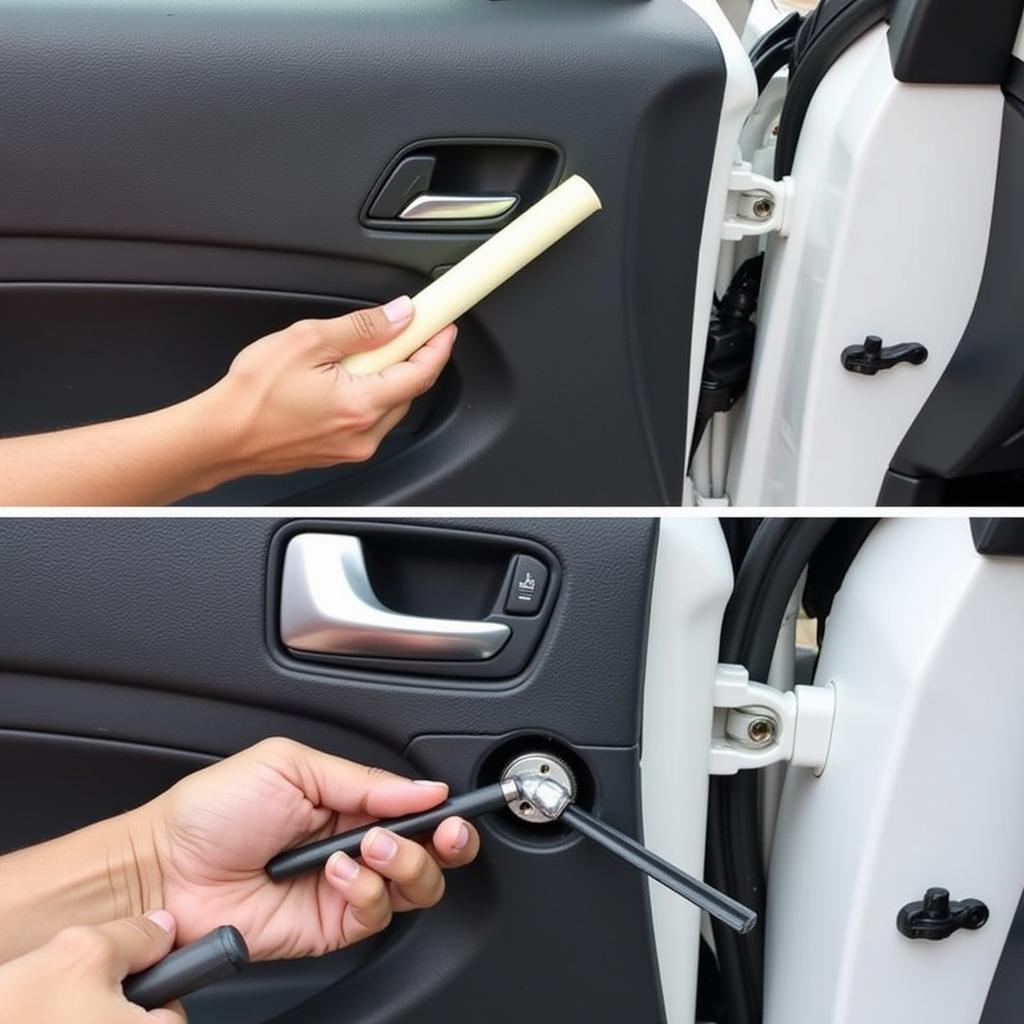 Unlocking Car Door with Inflatable Wedge