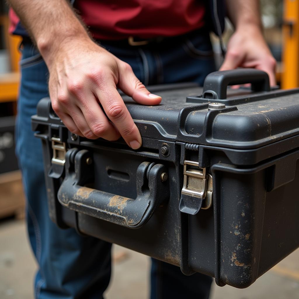 Inspecting a Used Power Tool Carrying Case for Damage