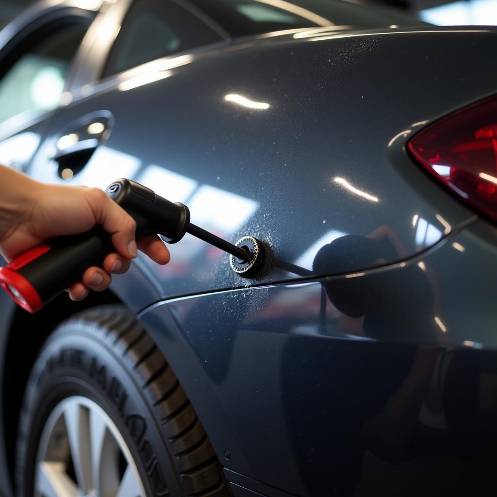 Inspecting Car Paint After Using Long Reach Tool