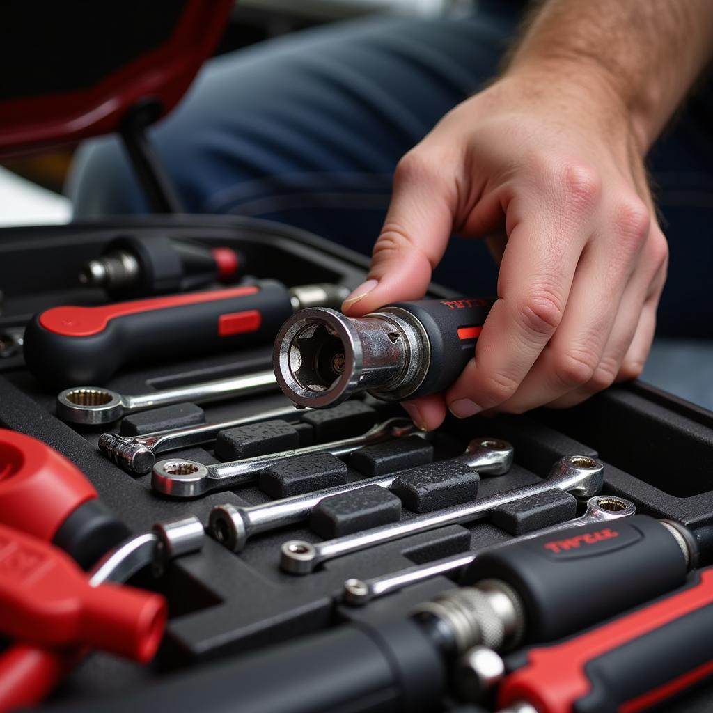 Inspecting a New Car Hand Tool Set