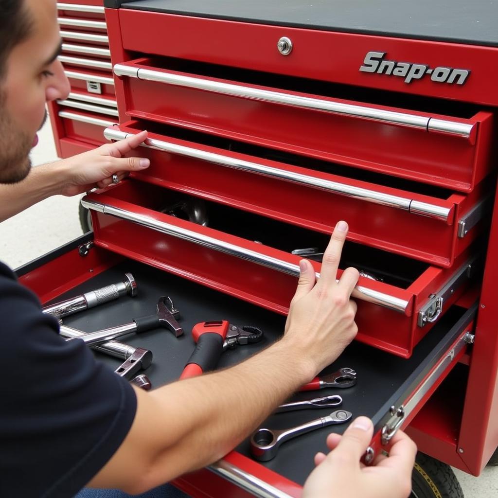 Inspecting a Used Snap-on Tool Box for Muscle Car Repairs