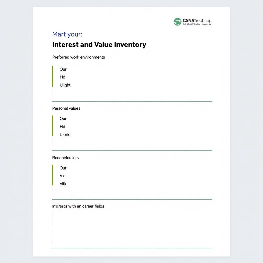 Interest and Value Inventory CSNAT PDF