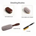 Various car detailing brushes for different interior surfaces