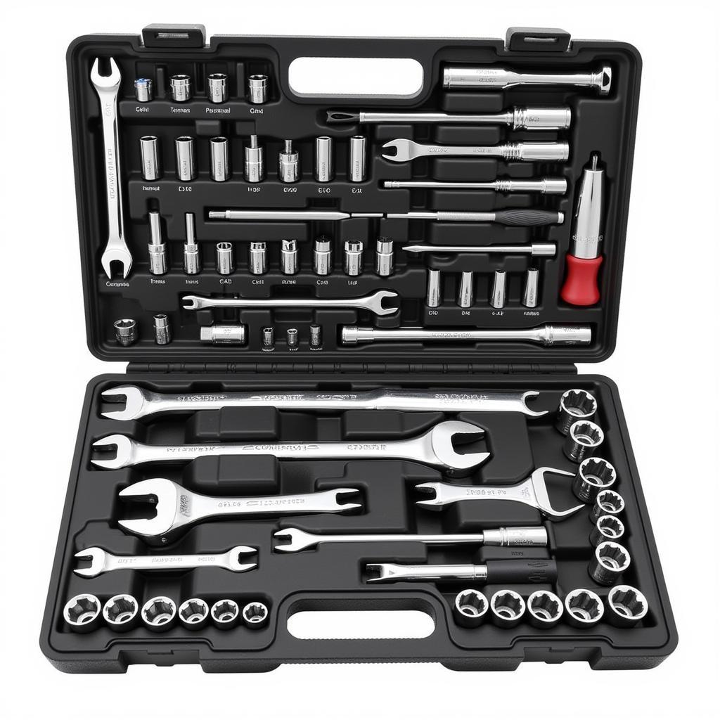 Japanese Car Tool Set with Wrenches, Sockets, and Screwdrivers