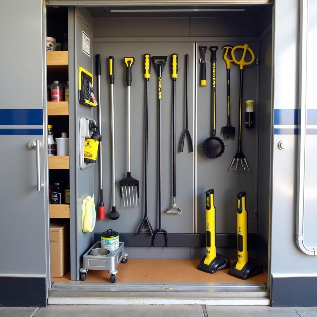 Storing the Land Shark car wash tool set correctly