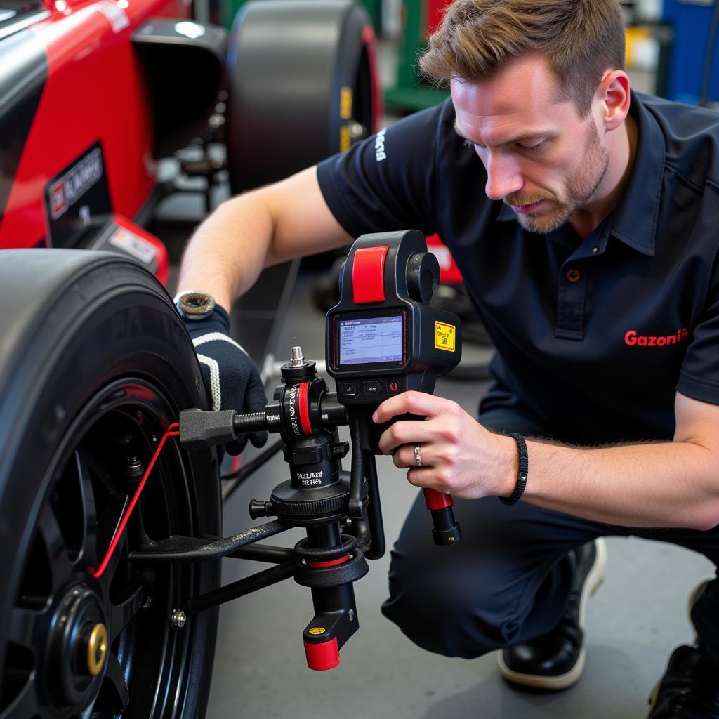 Laser Alignment Tool in Use on a Race Car