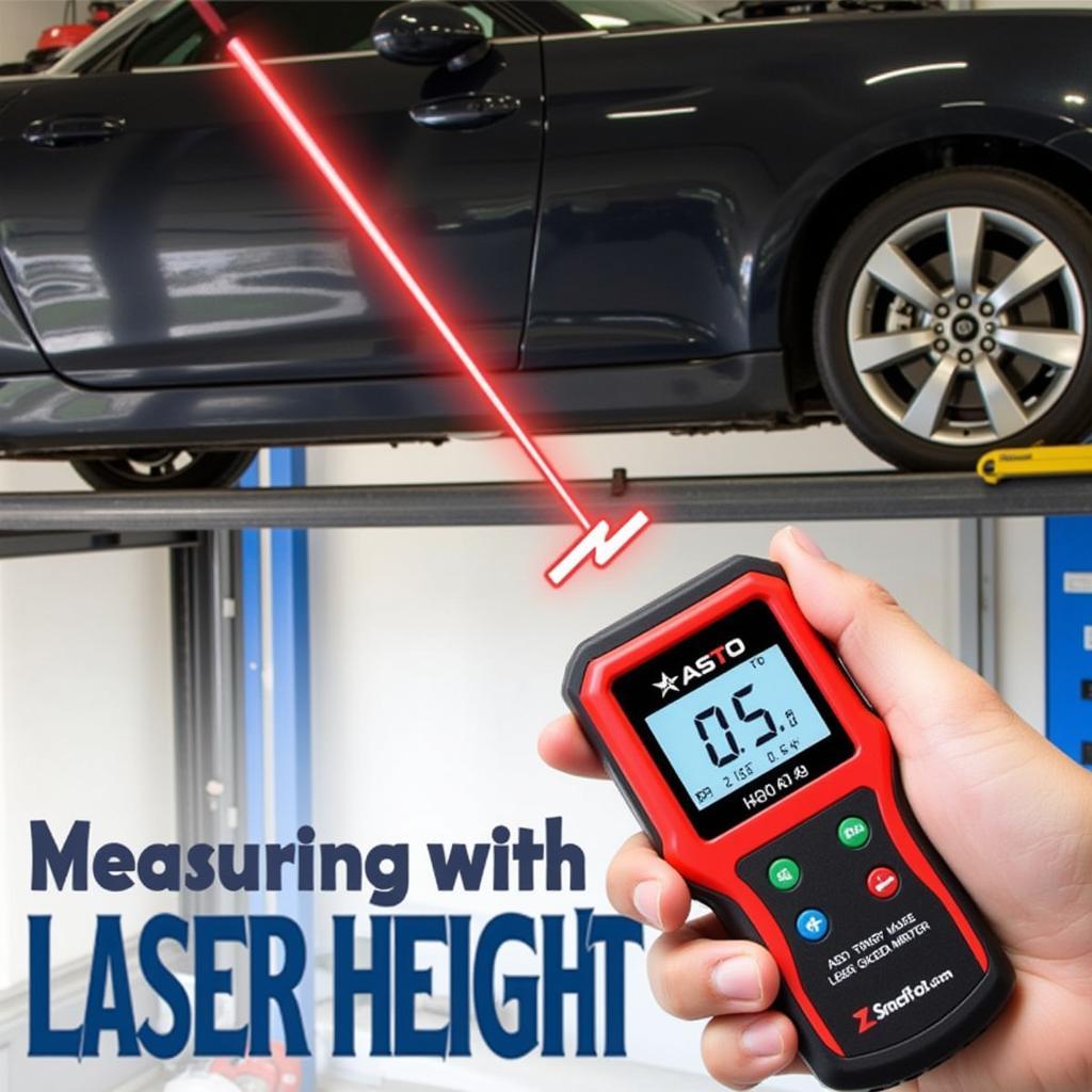 Laser meter measuring car height accurately