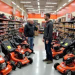 Selecting a lawn mower at Home Depot