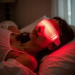 Woman using LED Light Therapy Mask for skin rejuvenation