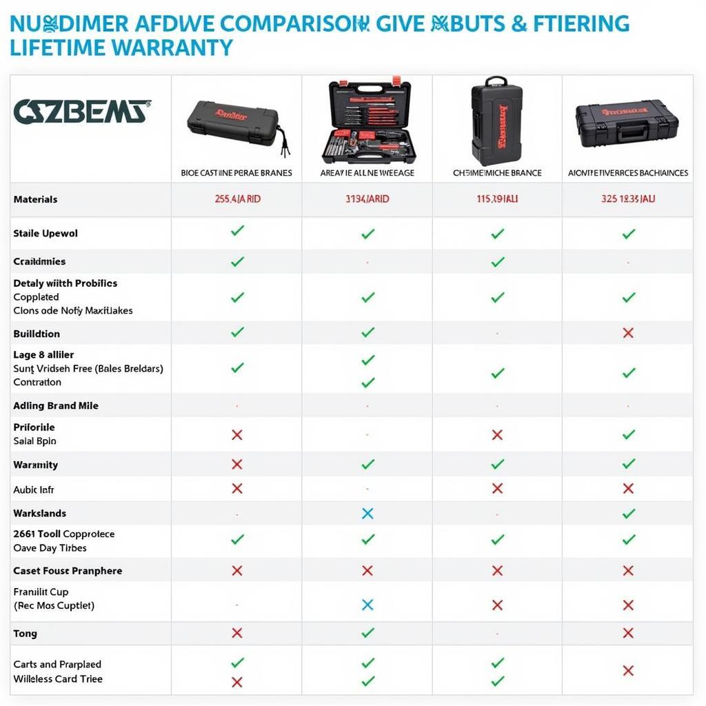 Comparison of lifetime warranty tool kits