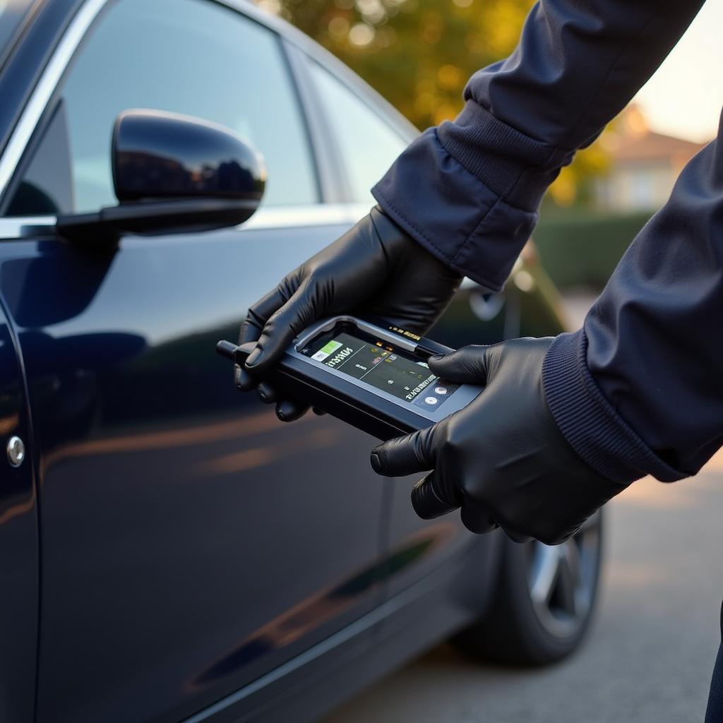 Locksmith using electronic car opening tools