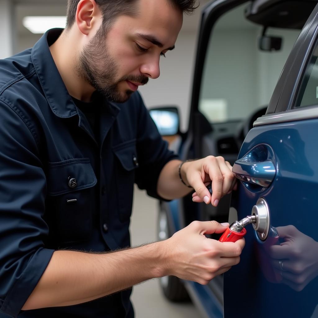 Locksmith Opening a Car Door