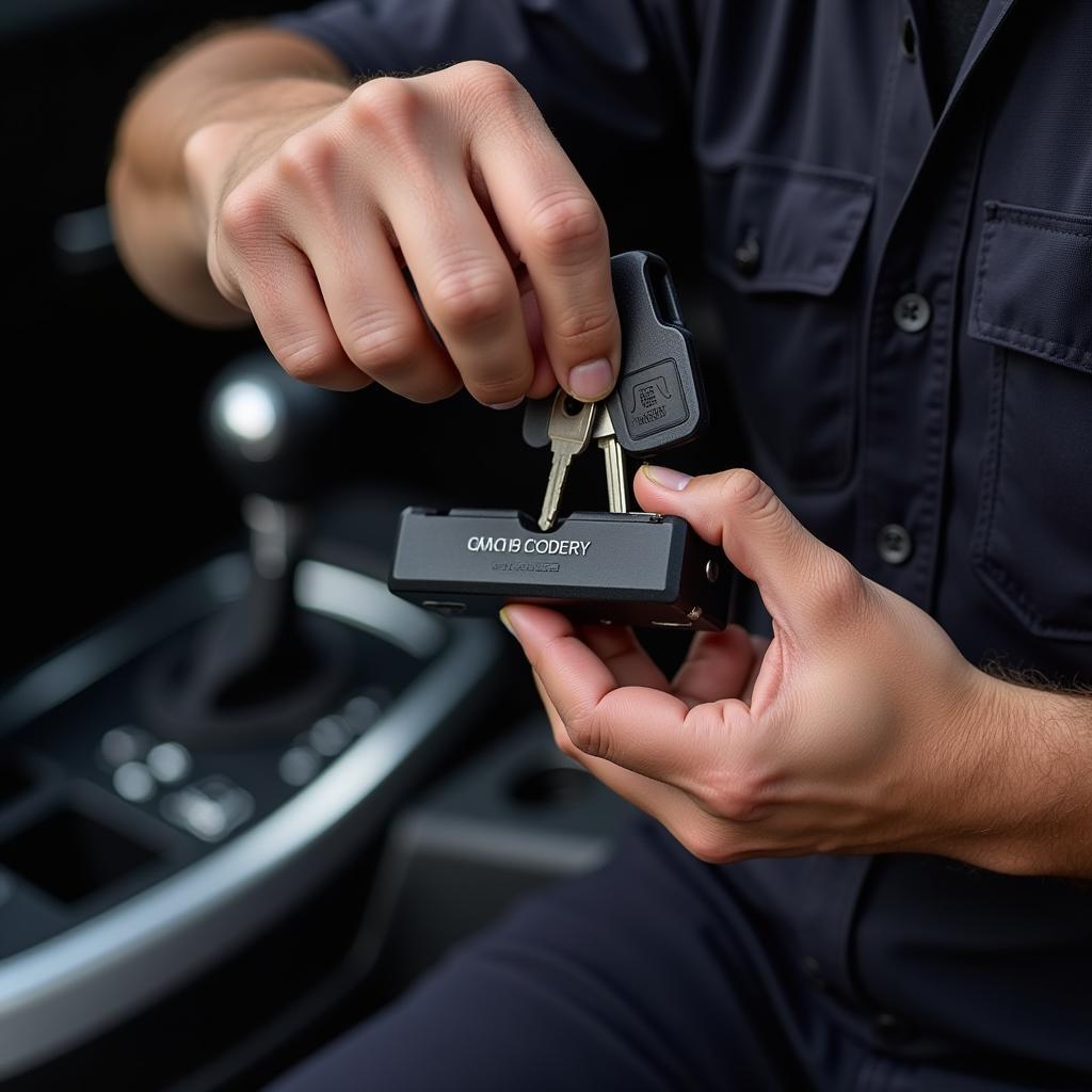 Locksmith Using Car Decoder Tool