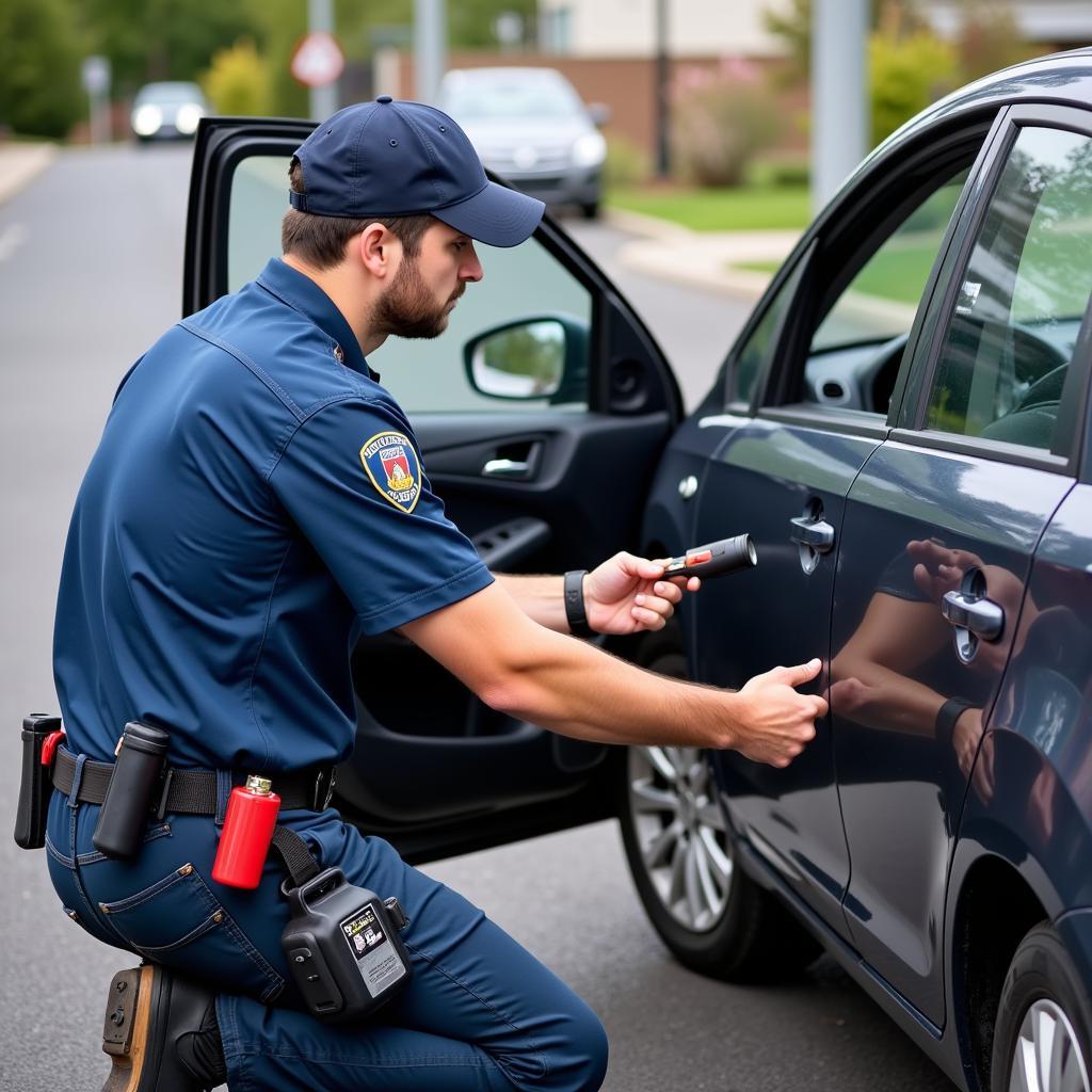 Locksmith Using a Car Opening Tool Responsibly