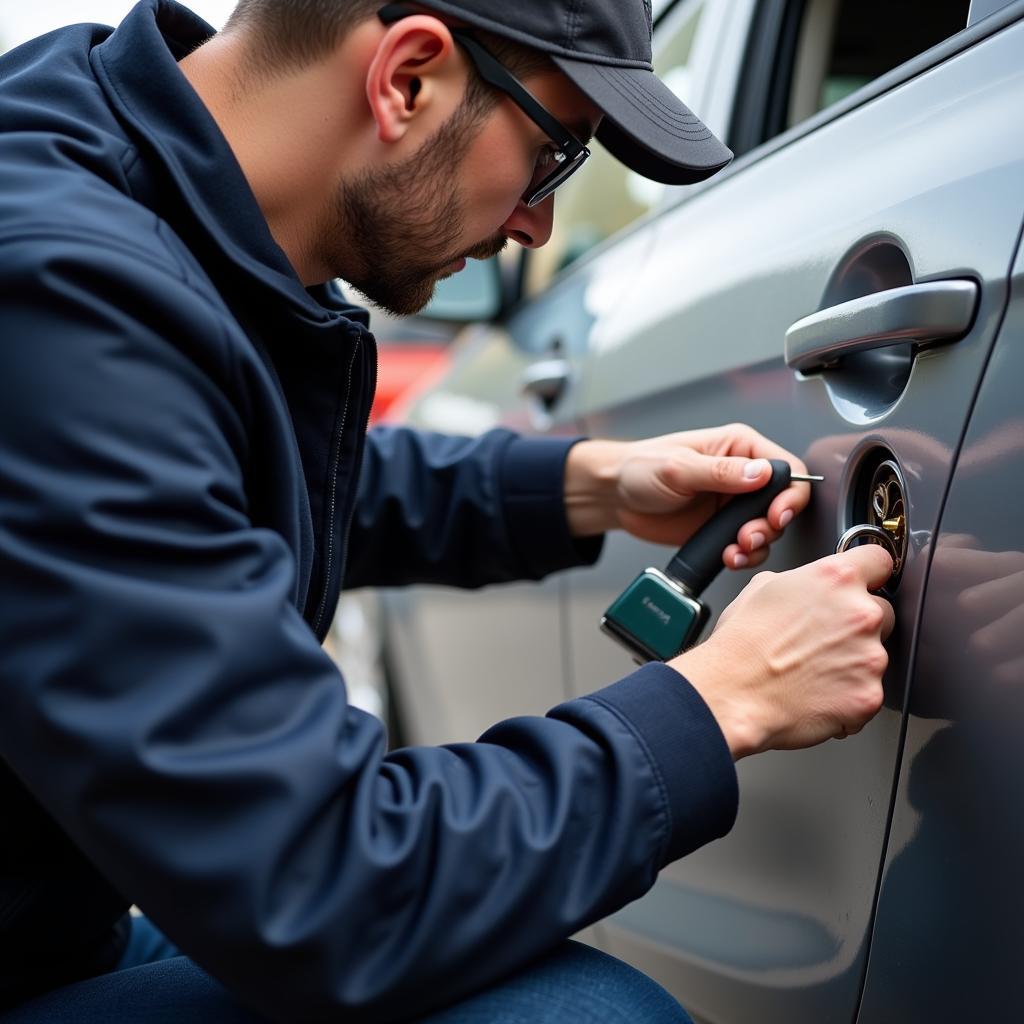 Locksmith Using Car Pick Lock Tools