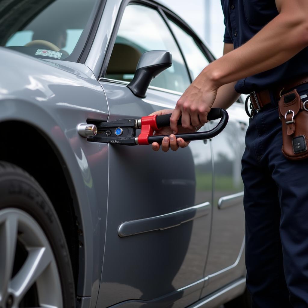 Locksmith Using Grab Tooling to Open Car Door