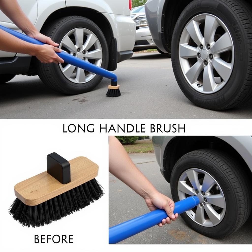 Long Handled Wheel Brush for Car Cleaning