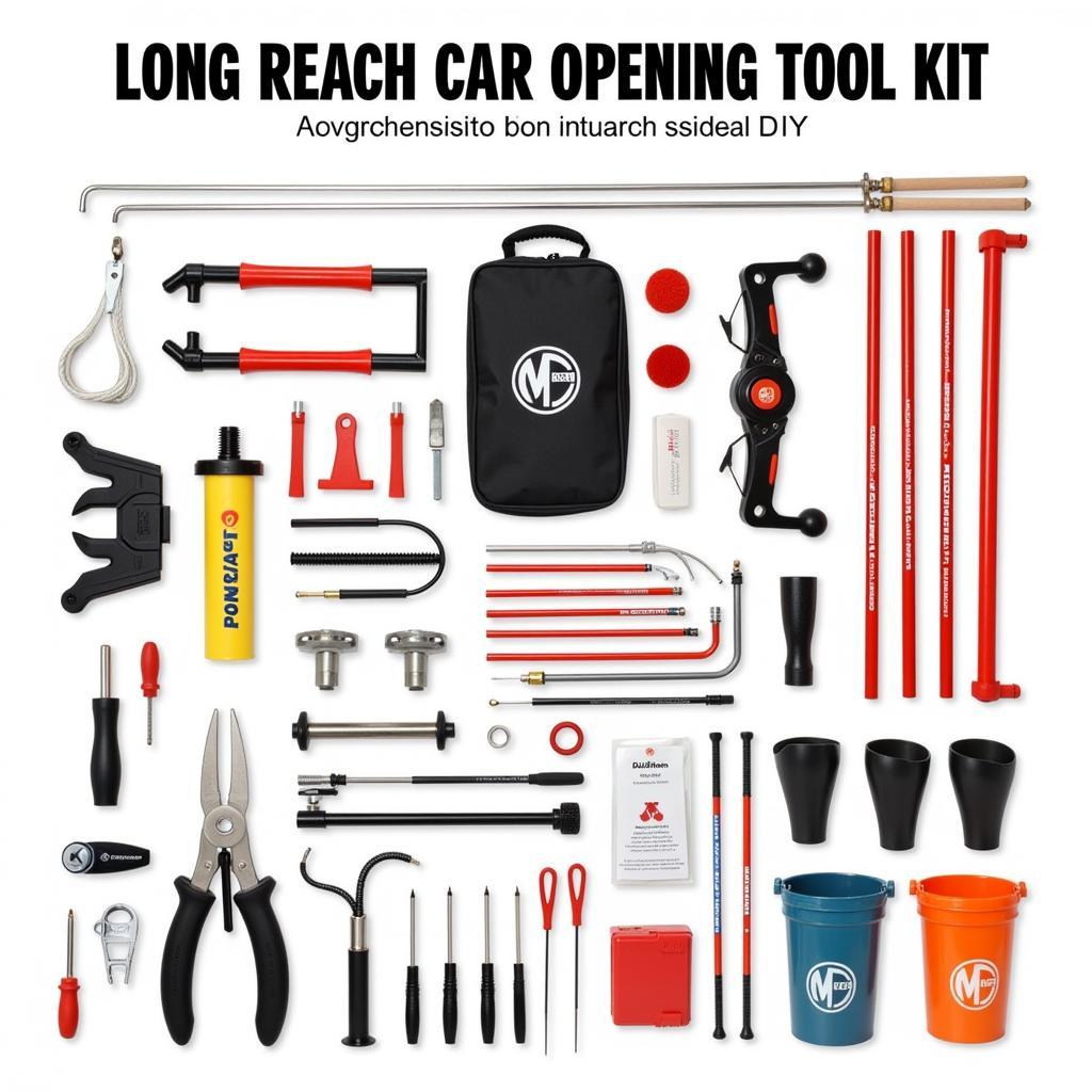 Long Reach Car Opening Tool Kit with Various Components