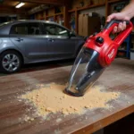 M18 Car Vacuum Cleaning a Workbench in a Garage