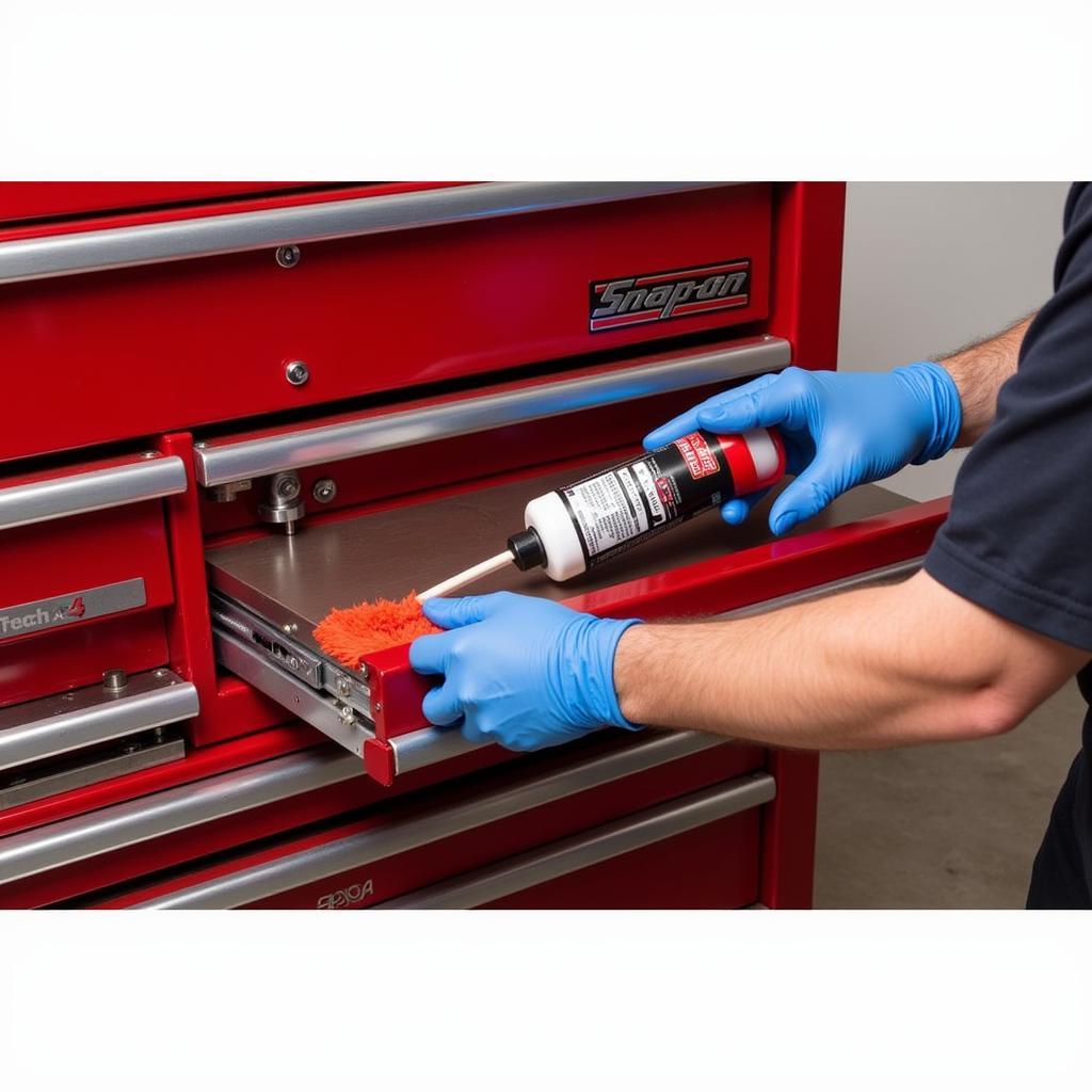 Technician Maintaining a Snap-on Tool Chest