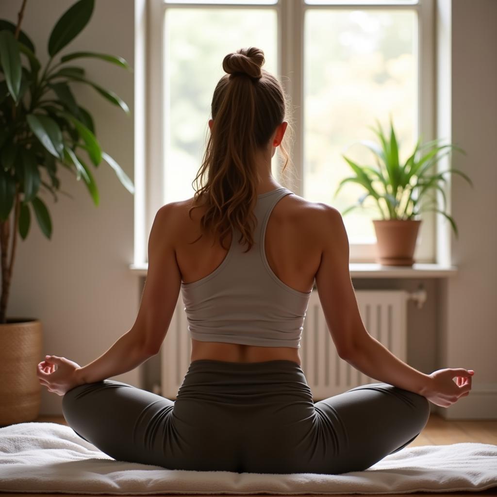 Massage therapist practicing mindfulness meditation