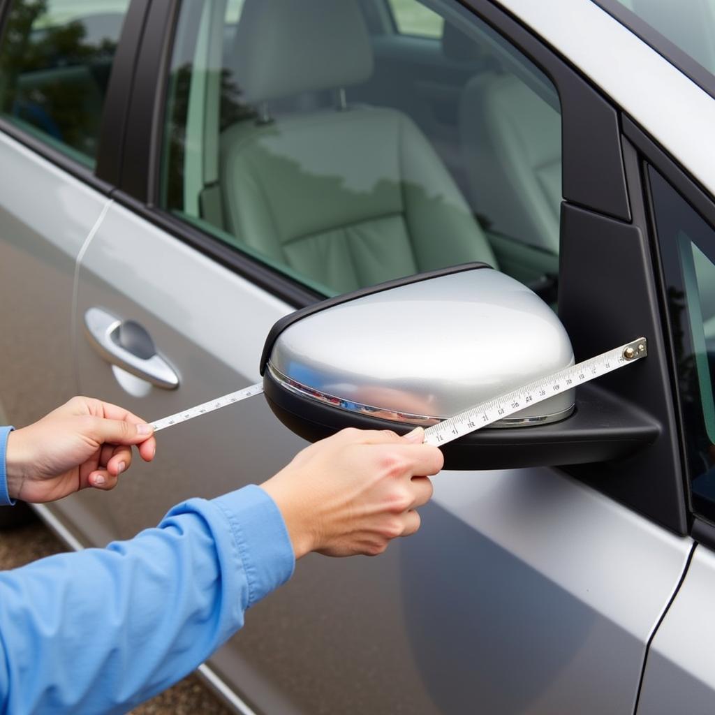 Measuring tape used to determine car dimensions