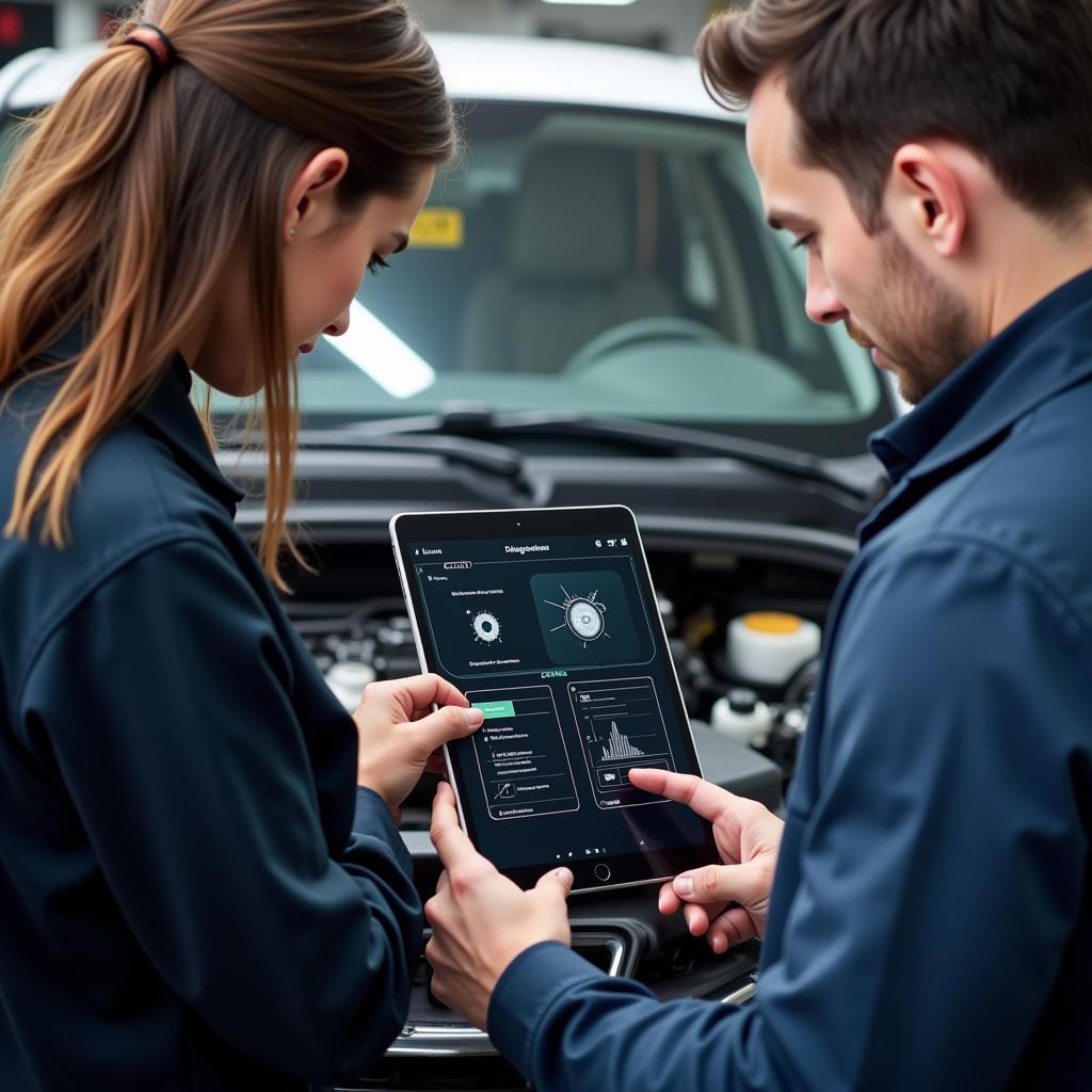 Mechanic Explaining Car Issue to Customer