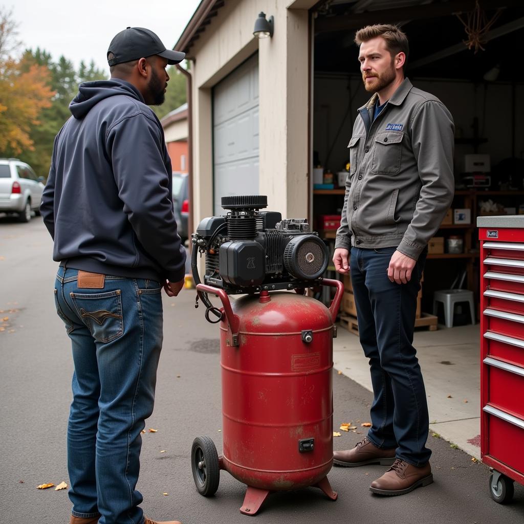 Mechanic Negotiating Price of Used Tool