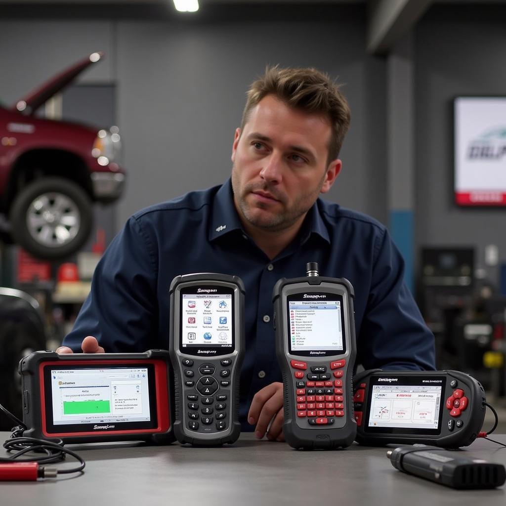 Mechanic Choosing a Snap-on Tool