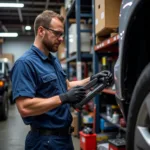 Mechanic Using Auto i700 in a Workshop