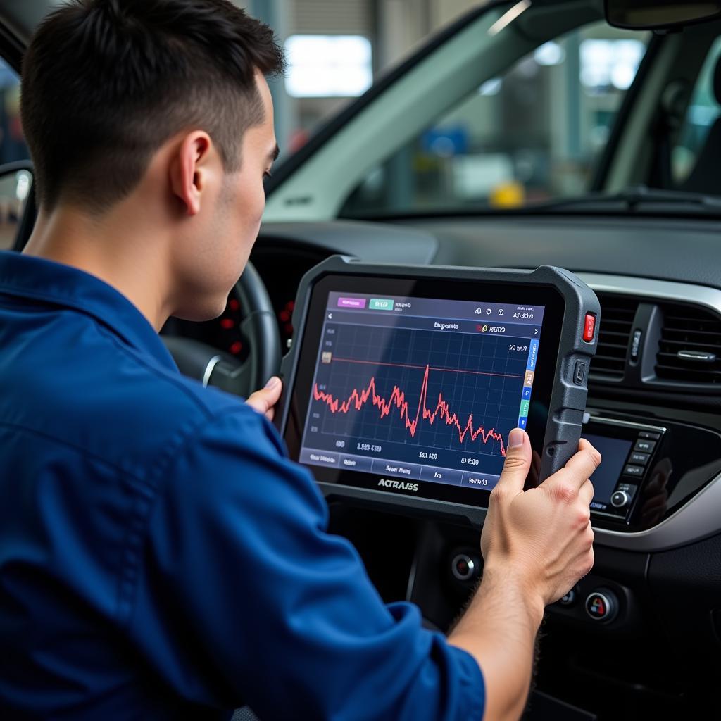 Mechanic Using Diagnostic Software