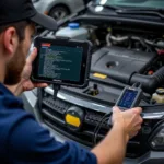 Mechanic Diagnosing Car Issue with a Scan Tool