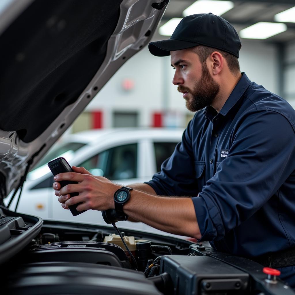 Mechanic Using Diagnostic Tool