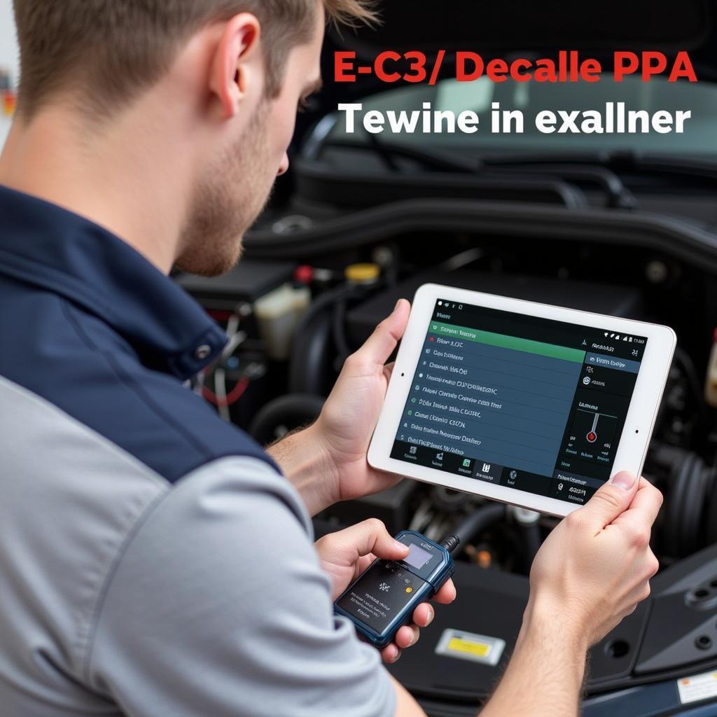 Mechanic Using ELM327 Bluetooth Scanner to Diagnose Car Problem