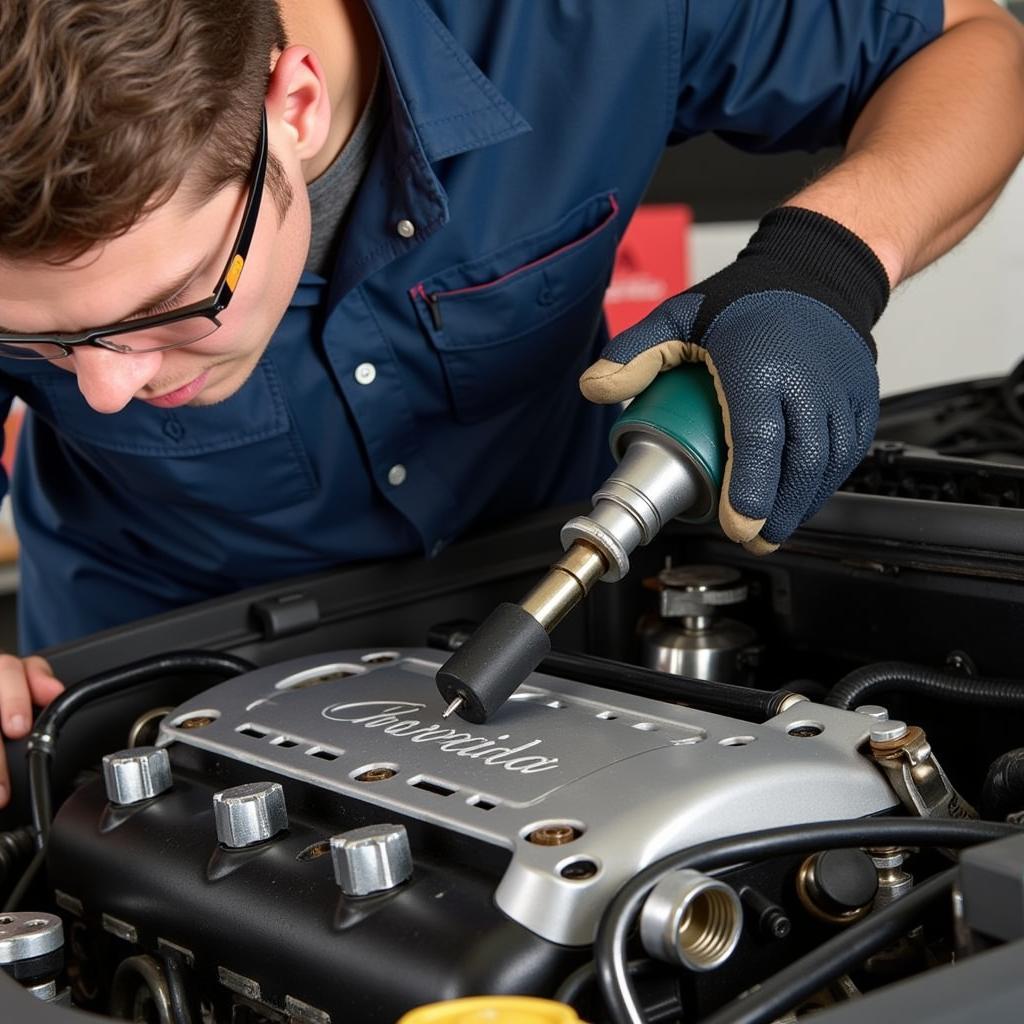 Mechanic Using an Impact Wrench