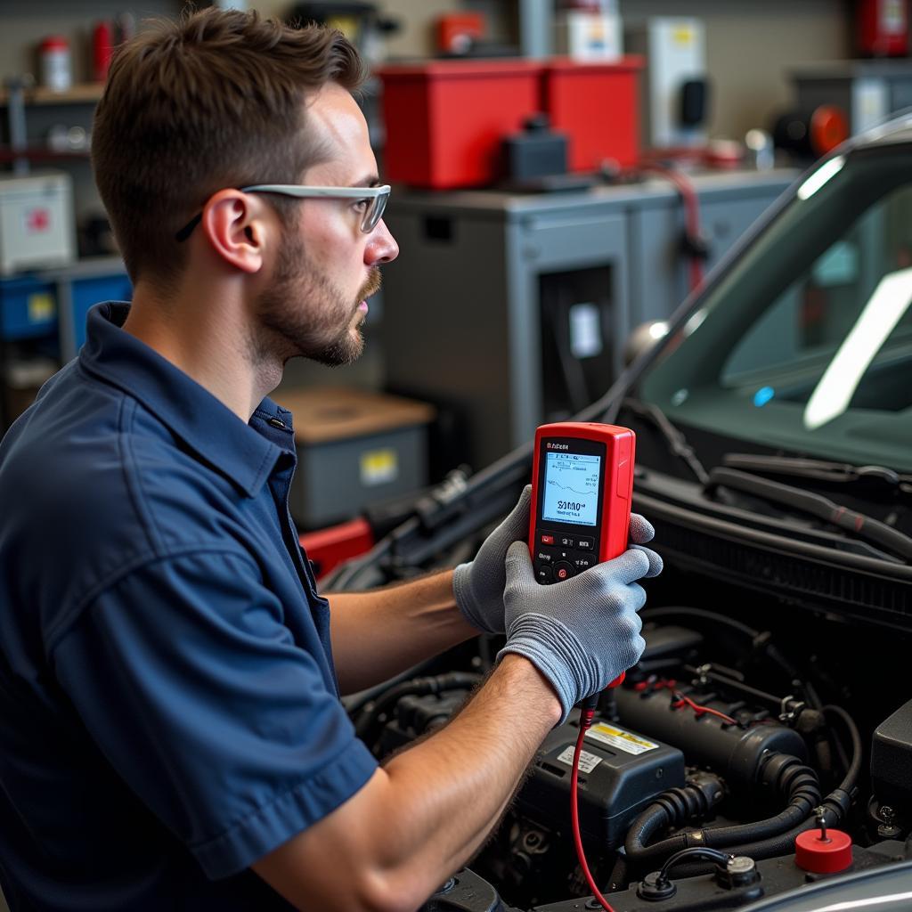 Mechanic Using Klein MM100 in Workshop