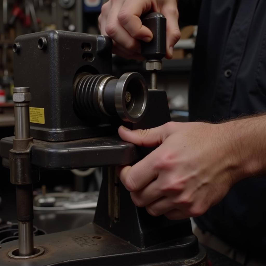 Mechanic Using a Manual Press