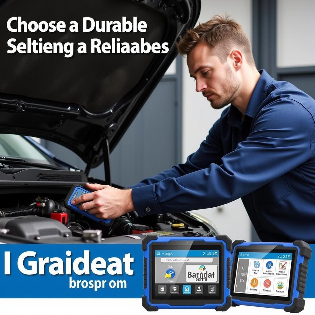 Mechanic Using Mobile Diagnostic Tool on Car