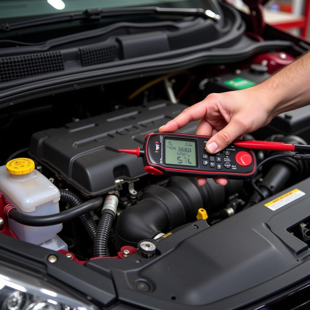 Mechanic Using Multimeter