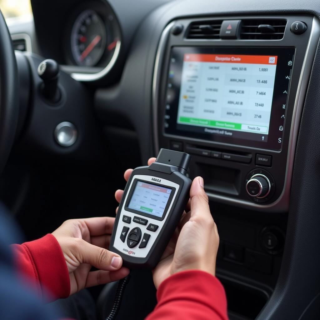 Mechanic Using OBD2 Scanner to Diagnose Car Problems